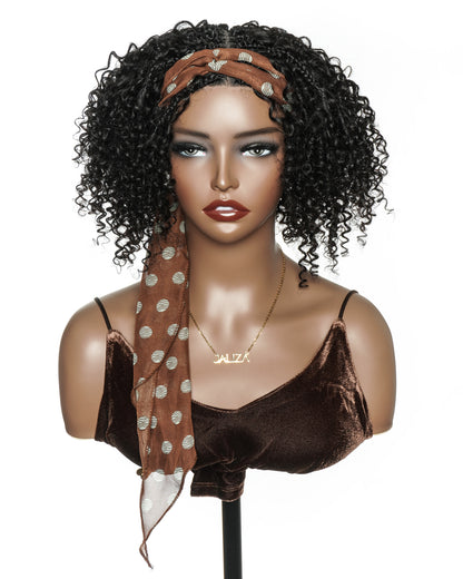 Glueless 8" Pre Cut HD Full Elastic Lace Ready-To-Go Boho Box Braided Wig With Human Hair Boho Afro Curly Boho Curls