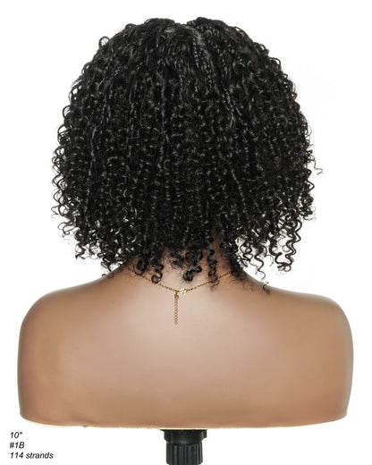 Glueless 8" Pre Cut HD Full Elastic Lace Ready-To-Go Boho Box Braided Wig With Human Hair Boho Afro Curly Boho Curls
