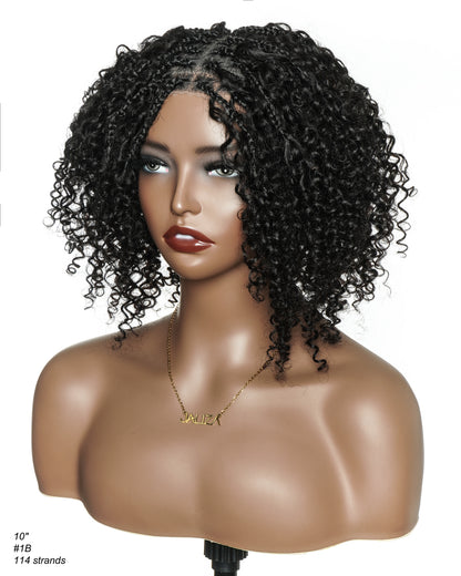Glueless 8" Pre Cut HD Full Elastic Lace Ready-To-Go Boho Box Braided Wig With Human Hair Boho Afro Curly Boho Curls