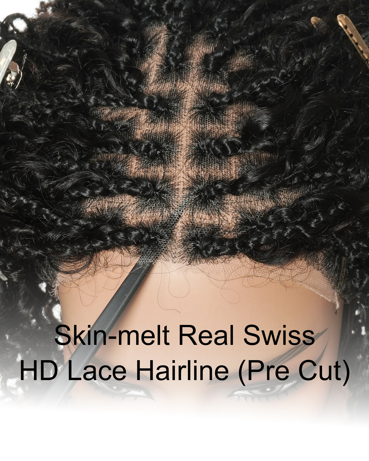 Glueless 8" Pre Cut HD Full Elastic Lace Ready-To-Go Boho Box Braided Wig With Human Hair Boho Afro Curly Boho Curls