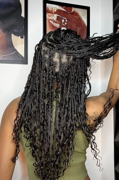 Coco - Glueless Human Hair Braided Wig Pre Cut HD Full Elastic Lace Free Part Ready-To-Go (Lace Not Hand Tied)