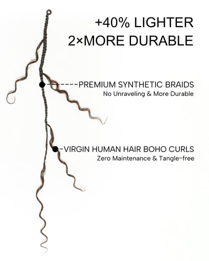 18" Crochet Braids With Human Hair Deep Wave Boho Curls 100 Strands/Pack