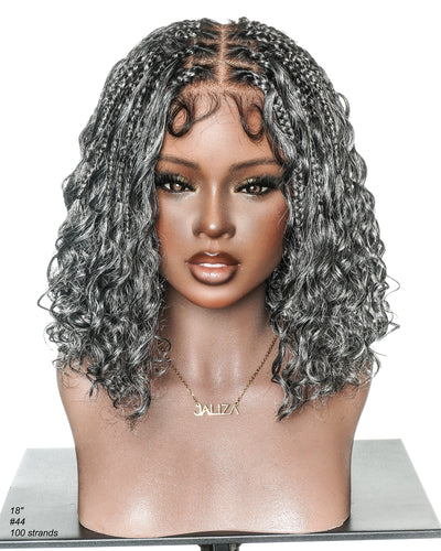 Kiki Bob 12 Inch  Pre Bleached Salt & Pepper Boho Box Braided Wig