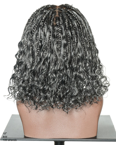 Kiki Bob 12 Inch  Pre Bleached Salt & Pepper Boho Box Braided Wig