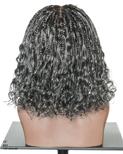 Kiki Bob - 12" Pre Bleached HD Full Lace Bob Boho Box Braided Wig With Human Hair Boho Curls