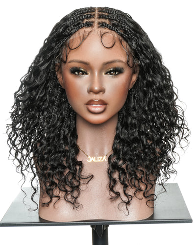 Vivi 16" - JALIZA Slip-On™ Glueless Swiss HD Full Lace Lightweight Version Human Hair Boho Box Braided Wig With C Cap Design And Stretchable Lace
