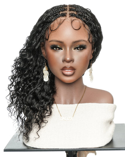 Kiki Wear & Go Real Glueless Swiss HD Full Lace Human Hair Boho Box Braided Wig With C Cap Design And Stretchable Lace