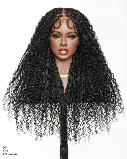Lulu - Bora Bora Pre Bleached HD Full Lace Human Hair Curly Wave Boho Box Braided Wig