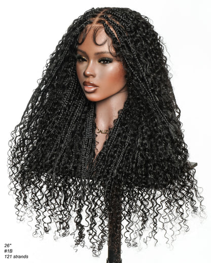 Lulu - Bora Bora Pre Bleached HD Full Lace Human Hair Curly Wave Boho Box Braided Wig