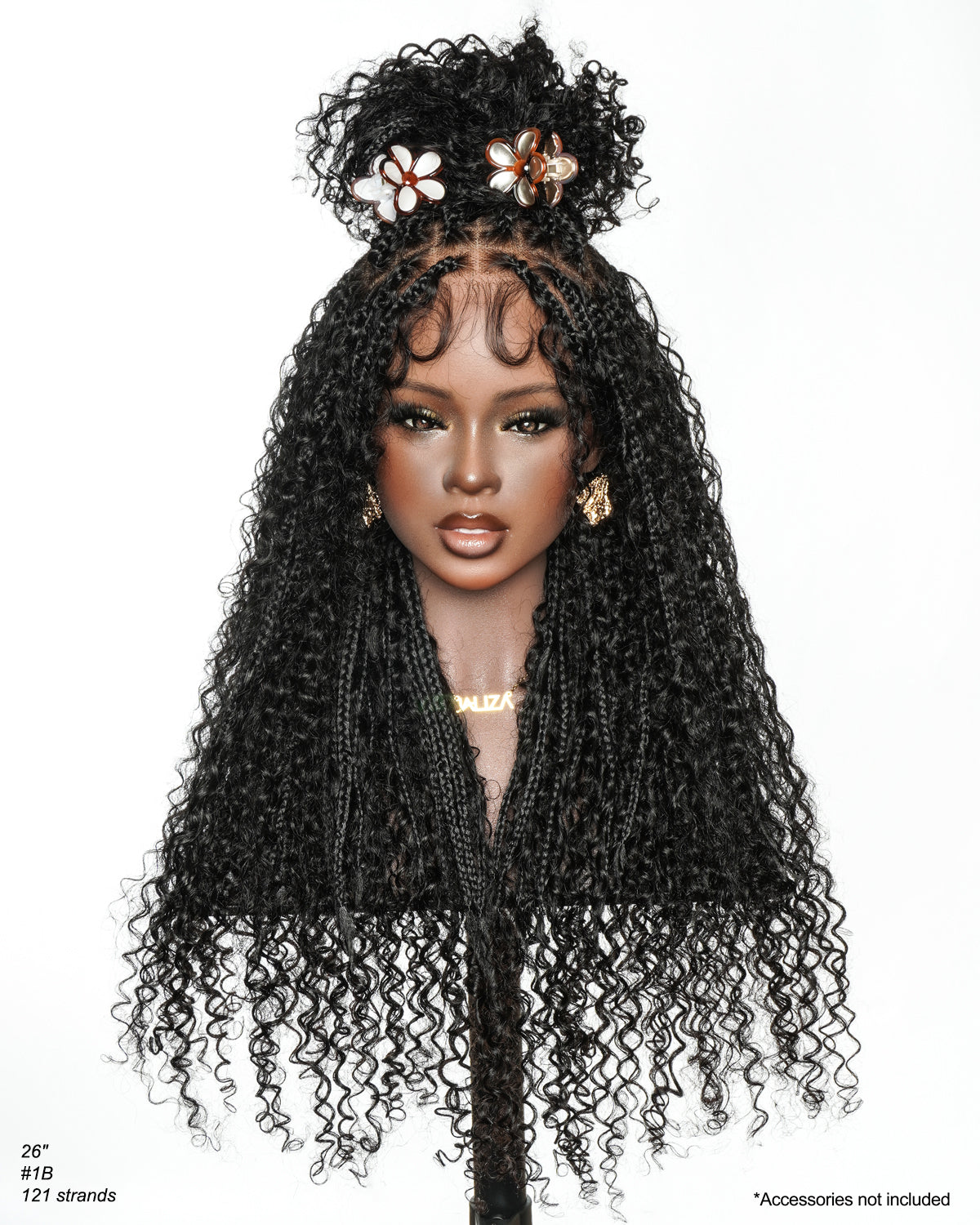 Lulu - Bora Bora Pre Bleached HD Full Lace Human Hair Curly Wave Boho Box Braided Wig