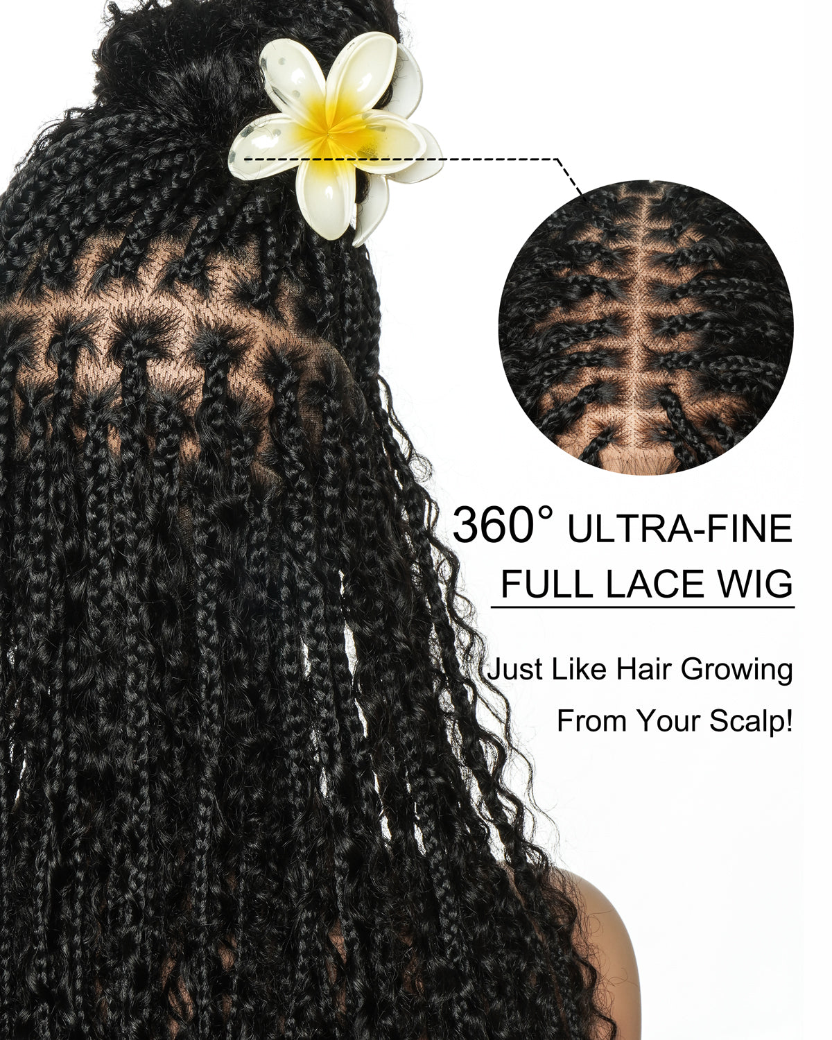 Lulu - Bora Bora Pre Bleached HD Full Lace Human Hair Curly Wave Boho Box Braided Wig