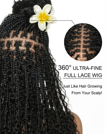 Lulu - Bora Bora Pre Bleached HD Full Lace Human Hair Curly Wave Boho Box Braided Wig