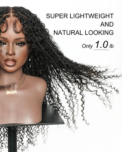 Lulu - Bora Bora Pre Bleached HD Full Lace Human Hair Curly Wave Boho Box Braided Wig