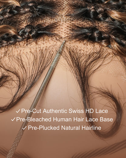 Lulu - Bora Bora Pre Bleached HD Full Lace Human Hair Curly Wave Boho Box Braided Wig