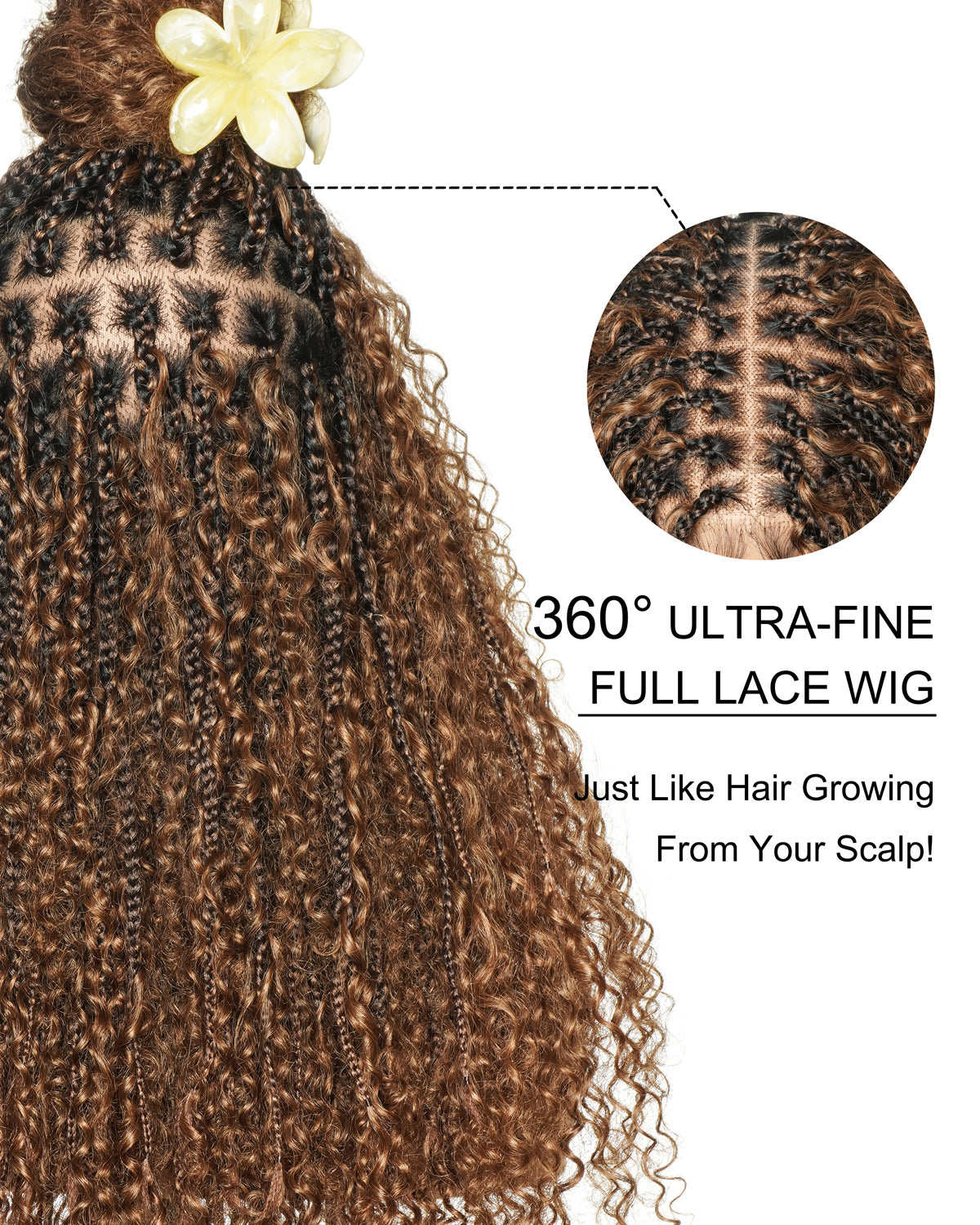 Lulu - Bora Bora Pre Bleached HD Full Lace Human Hair Curly Wave Boho Box Braided Wig