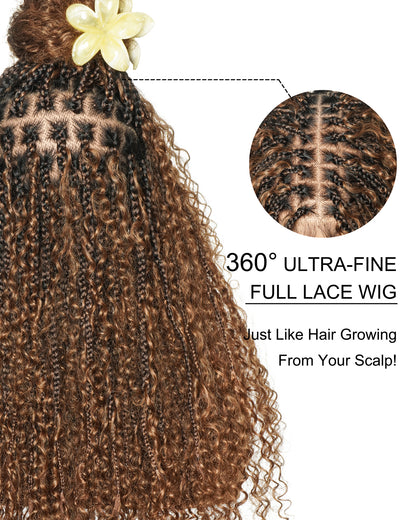 Lulu - Bora Bora Pre Bleached HD Full Lace Human Hair Curly Wave Boho Box Braided Wig