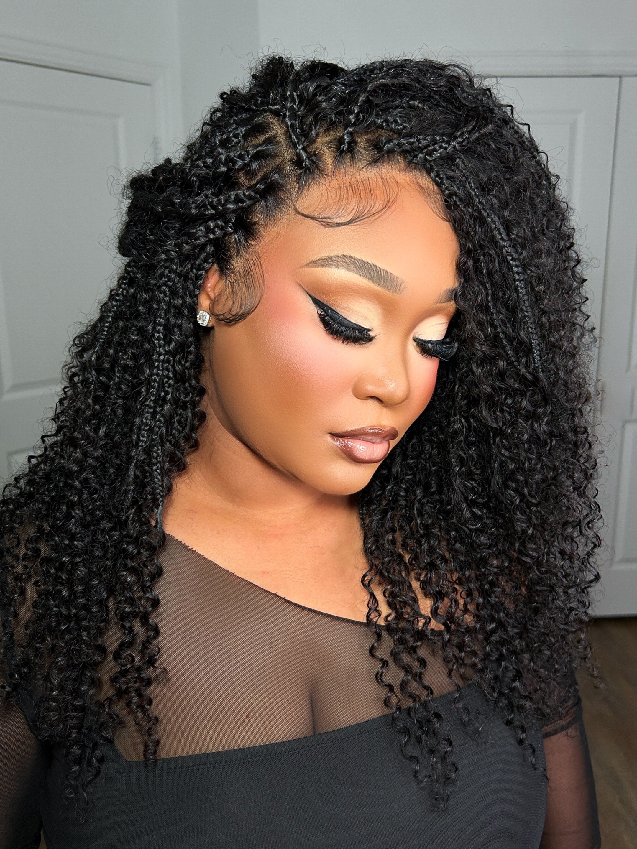 Lulu - Bora Bora Pre Bleached HD Full Lace Human Hair Curly Wave Boho Box Braided Wig