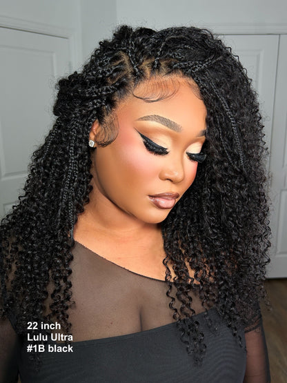 Lulu - Bora Bora Pre Bleached Swiss HD Full Lace Human Hair Curly Wave Boho Box Braided Wig