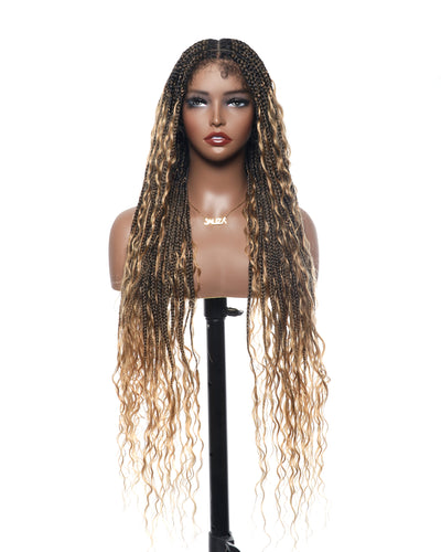 Kiki -  36"  Pre Bleached Swiss HD Lace Boho Box Braided Wig