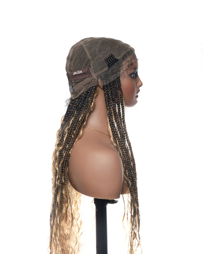 Kiki -  36"  Pre Bleached Swiss HD Lace Boho Box Braided Wig