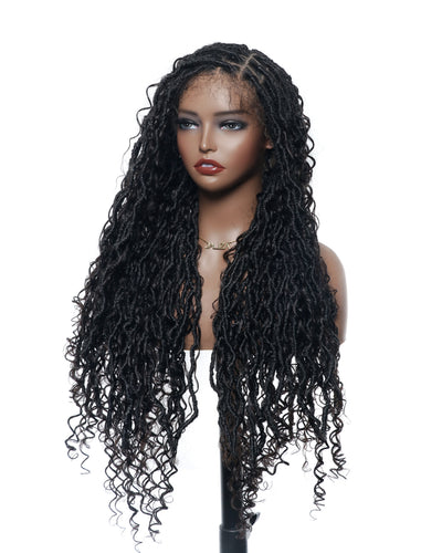 Salon-level Knotless Boho Locs Swiss HD Full Lace Human Hair Boho Curls Locs Wig