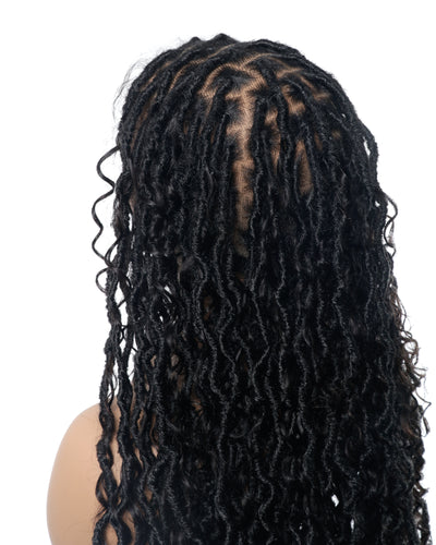 Salon-level Knotless Boho Locs Swiss HD Full Lace Human Hair Boho Curls Locs Wig