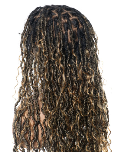 Salon-level Knotless Boho Locs Swiss HD Full Lace Human Hair Boho Curls Locs Wig