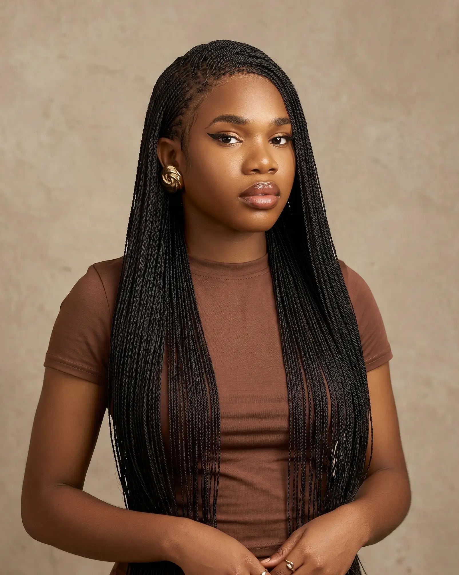 Mica - 26" & 36" Pre Bleached Swiss HD Full Lace Knotless Micro Senegalese Twist Wig 799 Strands