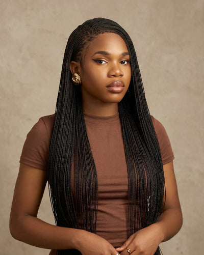 Mica - 26" & 36" Pre Bleached Swiss HD Full Lace Knotless Micro Senegalese Twist Wig 799 Strands