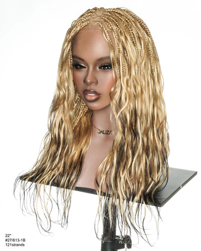 Michelle Salon-Style Two-Tone Honey & Jet Boho Box Braided Wig
