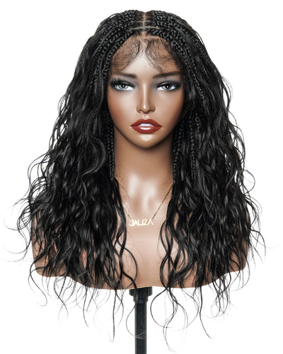 22 inches black 1B Loose body boho braided wig with human baby hair JALIZA 