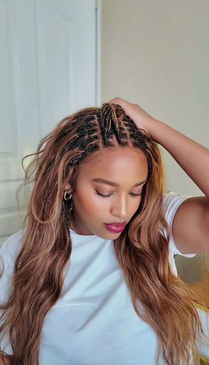 Michelle Color 4/30 Pre Bleached Human Hair Loose Body Boho Curls Knotless Bora Bora Wig