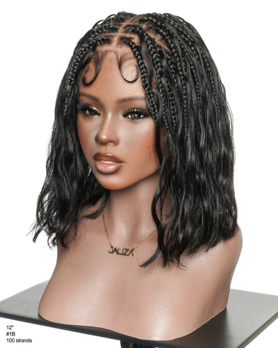 Michelle Bob 12"Human Hair Body Wave Pre Bleached Swiss HD Full Lace Boho Box Braids