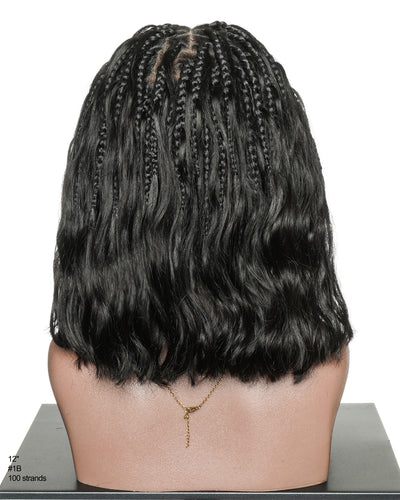 Michelle Bob 12"Human Hair Body Wave Pre Bleached Swiss HD Full Lace Boho Box Braids