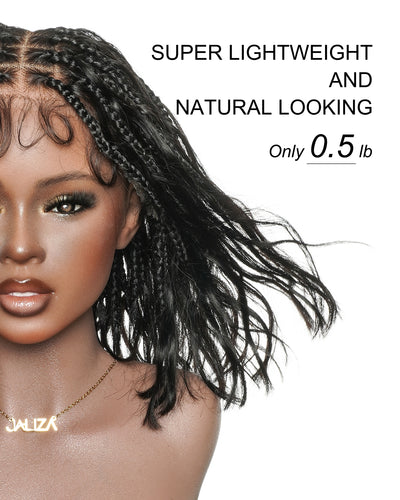 Michelle Bob 12"Human Hair Body Wave Pre Bleached Swiss HD Full Lace Boho Box Braids