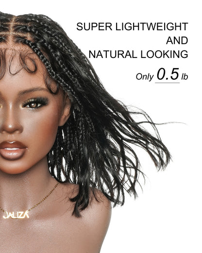 Michelle Bob 12"Human Hair Body Wave Pre Bleached HD Full Lace Boho Box Braids