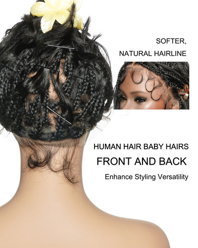 Michelle Bob 12"Human Hair Body Wave Pre Bleached Swiss HD Full Lace Boho Box Braids