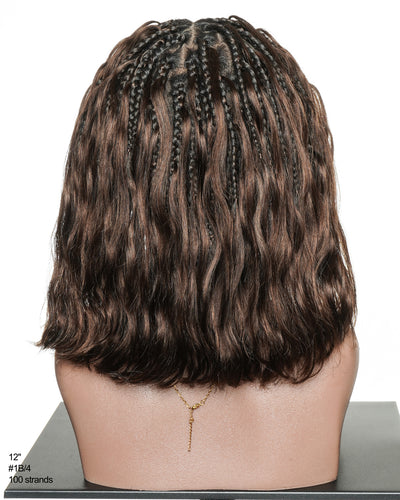 Michelle Bob 12"Human Hair Body Wave Pre Bleached Swiss HD Full Lace Boho Box Braids