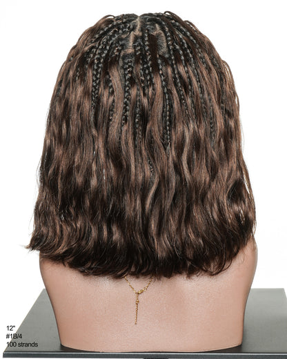 Michelle Bob 12"Human Hair Body Wave Pre Bleached HD Full Lace Boho Box Braids