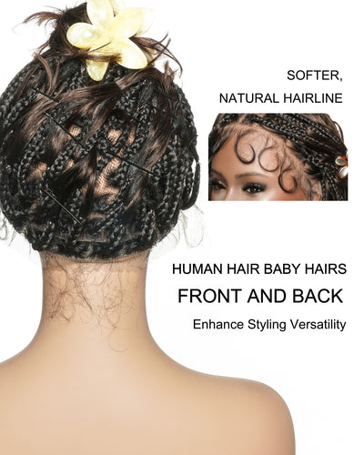 Michelle Bob 12"Human Hair Body Wave Pre Bleached Swiss HD Full Lace Boho Box Braids