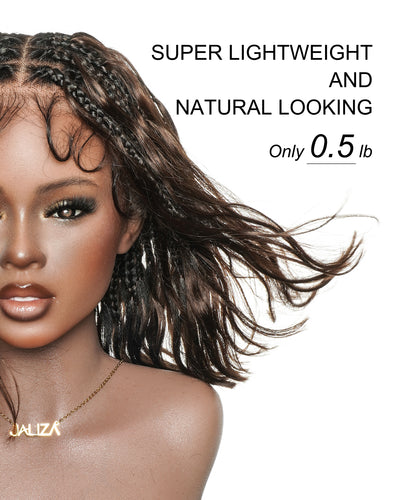 Michelle Bob 12"Human Hair Body Wave Pre Bleached Swiss HD Full Lace Boho Box Braids