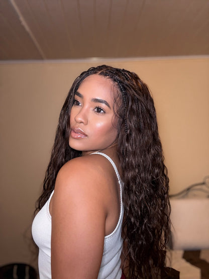 Michelle 16"-26" #4 Human Hair Body Wave Pre Bleached HD Full Lace Braided Wig