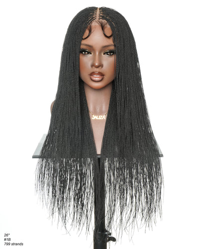 Mica - 26" & 36" Pre Bleached Swiss HD Full Lace Knotless Micro Senegalese Twist Wig 799 Strands