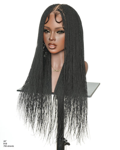 Mica - 26" & 36" Pre Bleached Swiss HD Full Lace Knotless Micro Senegalese Twist Wig 799 Strands