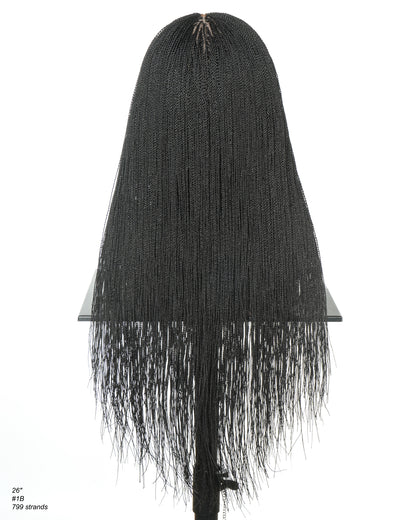 26"/ 36" Pre Bleached HD Full Lace Knotless Micro Box Braided Wig 799 Strands