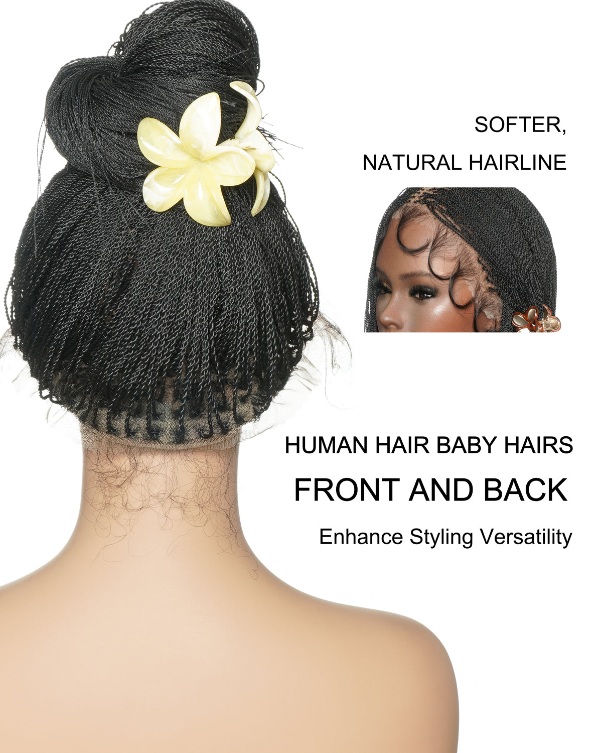 26"/ 36" Pre Bleached HD Full Lace Knotless Micro Box Braided Wig 799 Strands