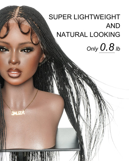 26"/ 36" Pre Bleached HD Full Lace Knotless Micro Box Braided Wig 799 Strands