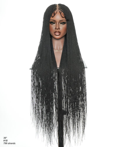 Mica - 26" & 36" Pre Bleached Swiss HD Full Lace Knotless Micro Senegalese Twist Wig 799 Strands