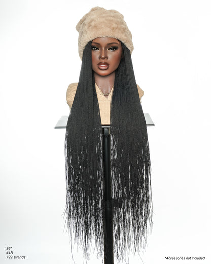 26"/ 36" Pre Bleached HD Full Lace Knotless Micro Box Braided Wig 799 Strands