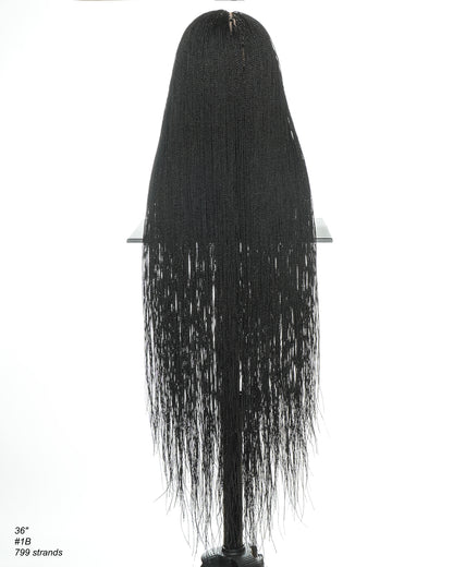 26"/ 36" Pre Bleached HD Full Lace Knotless Micro Box Braided Wig 799 Strands